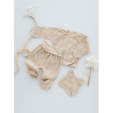 Комплект 3 ед. RoyalBaby Бежевый (ажур) р.62, 0-6 мес