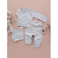 Комплект 3 ед. RoyalBaby Серый (ажур) р.62, 0-6 мес