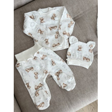 Комплект 3 ед. RoyalBaby Мишка на облаке (интерлок) р.56, 0-3 мес