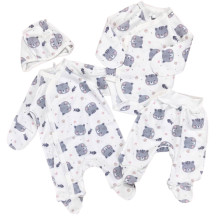 Комплект 4 ед. RoyalBaby Серые котики (байка) р.56, 0-3 мес Комплект 4 ед. RoyalBaby Серые котики (байка) р.56, 0-3 мес