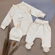 Комплект 3 ед. RoyalBaby Ванильный с боди Love You (интерлок) р.56 Комплект 3 ед. RoyalBaby Ванильный с боди Love You (интерлок) р.56