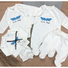 Комплект 4 ед. с человечком RoyalBaby Молочно-голубой Little Angel (интерлок) р.56