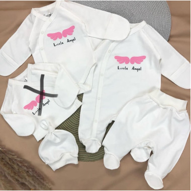 Комплект 4 ед. с человечком RoyalBaby Молочно-розовый Little Angel (интерлок) р.56