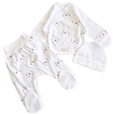 Комплект 3 ед. RoyalBaby Молочный с мишками (интерлок) р.56