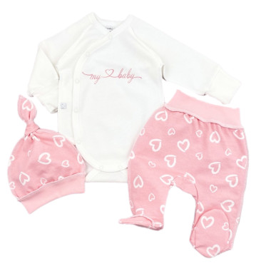 Комплект 3 ед. RoyalBaby Молочно-розовый My Baby (байка) р.56, 0-3 мес