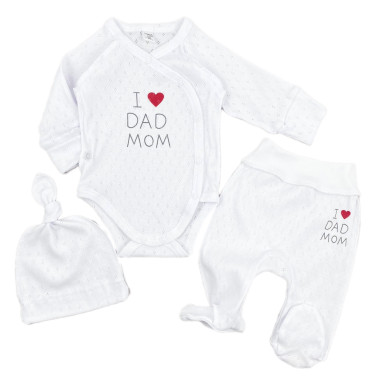 Комплект 3 ед. RoyalBaby I Love Dad, Mom (Ажур) р.56