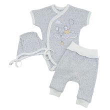 Комплект 3 ед. RoyalBaby Мышонок с боди, серый (ажур) р.56