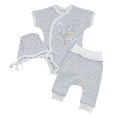 Комплект 3 ед. RoyalBaby Мышонок с боди, серый (ажур) р.56