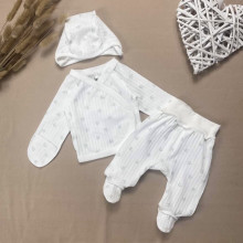 Комплект 3 ед. RoyalBaby Молочный с листочками (интерлок) р.56, 0-3 мес