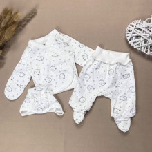 Комплект 3 ед. RoyalBaby Молочный с мишками (интерлок) р.56, 0-3 мес