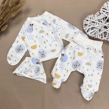 Комплект 3 ед. RoyalBaby Ёжики в лесу (интерлок) р.56, 0-3 мес