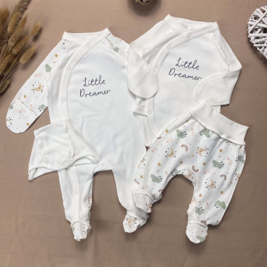 Комплект 4 ед. с человечком RoyalBaby Молочный Little Dreamer (интерлок) р.56, 0-3 мес