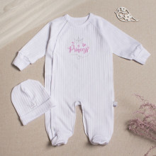 Человечек с шапочкой RoyalBaby Белый Princess (интерлок) р.62, 0-6 мес Человечек с шапочкой RoyalBaby Белый Princess (интерлок) р.62, 0-6 мес