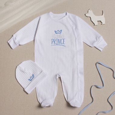 Человечек с шапочкой RoyalBaby Белый Little Prince (интерлок) р.62, 0-6 мес 