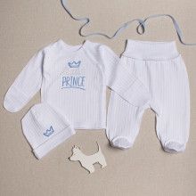 Комплект 3 ед. RoyalBaby Белый Little Prince (интерлок) р.56, 0-3 мес Комплект 3 ед. RoyalBaby Белый Little Prince (интерлок) р.56, 0-3 мес