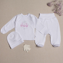 Комплект 3 ед. RoyalBaby Белый Princess (интерлок) р.56, 0-3 мес Комплект 3 ед. RoyalBaby Белый Princess (интерлок) р.56, 0-3 мес
