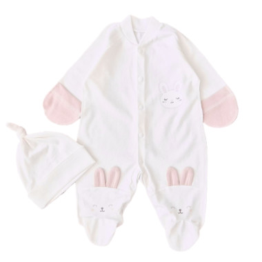 Человечек с шапочкой RoyalBaby Зайка с ушками (кулир) р.56, 0-3 мес 