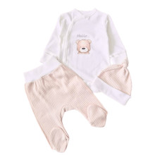 Комплект 3 ед. RoyalBaby Бежево-молочный Hello с мишкой (интерлок) р.56, 0-3 мес Комплект 3 ед. RoyalBaby Бежево-молочный Hello с мишкой (интерлок) р.56, 0-3 мес