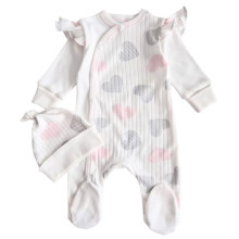 Человечек с шапочкой RoyalBaby Молочный с сердечками (интерлок) р.56, 0-3 мес Человечек с шапочкой RoyalBaby Молочный с сердечками (интерлок) р.56, 0-3 мес