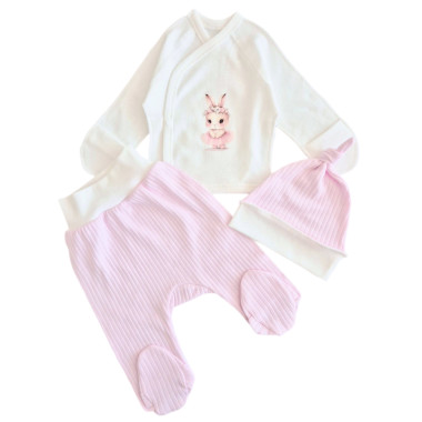 Комплект 3 ед. RoyalBaby Зайка-балерина (интерлок) р.56, 0-3 мес