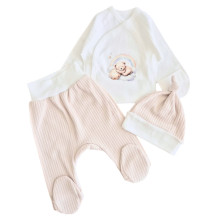 Комплект 3 ед. RoyalBaby Бежево-молочный Мишка на облачке (интерлок) р.56, 0-3 мес Комплект 3 ед. RoyalBaby Бежево-молочный Мишка на облачке (интерлок) р.56, 0-3 мес