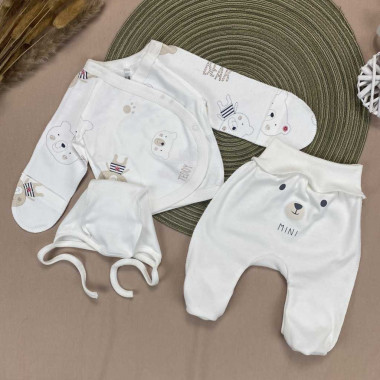 Комплект 3 ед. RoyalBaby Молочный, Mini Bear (интерлок) р.56, 0-3 мес