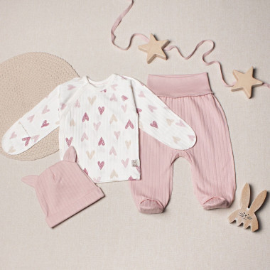Комплект 3 ед. RoyalBaby Розовый с сердечками (интерлок) р.56