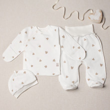 Комплект 3 ед. RoyalBaby Молочный с золотыми сердечками (байка) р.56