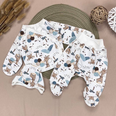 Комплект 3 од. RoyalBaby Жирафики (байка) р.56, 0-3 мес