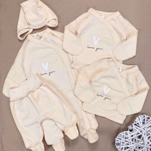 Комплект 5 ед. с человечком RoyalBaby Ванильный Love You (интерлок) р.56, 0-3 мес