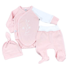 Комплект 3 ед. RoyalBaby Розовый с цветочком (интерлок) р.56, 0-3 мес