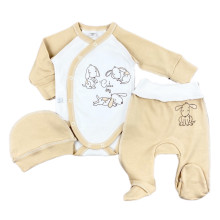 Комплект 3 ед. RoyalBaby Собачки, бежево-молочный (интерлок) р.56, 0-3 мес