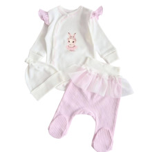 Комплект 3 ед. RoyalBaby Зайка-балерина (интерлок) р.56, 0-3 мес