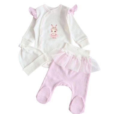 Комплект 3 ед. RoyalBaby Зайка-балерина (интерлок) р.56, 0-3 мес