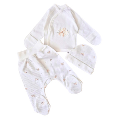 Комплект 3 ед. RoyalBaby Молочный с радугами (интерлок) р.56, 0-3 мес