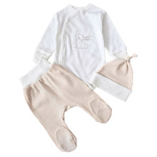 Комплект 3 ед. RoyalBaby Бежево-молочный с зайчиком (интерлок) р.56, 0-3 мес Комплект 3 ед. RoyalBaby Бежево-молочный с зайчиком (интерлок) р.56, 0-3 мес