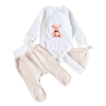 Комплект 3 ед. RoyalBaby Бежево-молочный с мишкой Тедди (интерлок) р.56, 0-3 мес Комплект 3 ед. RoyalBaby Бежево-молочный с мишкой Тедди (интерлок) р.56, 0-3 мес