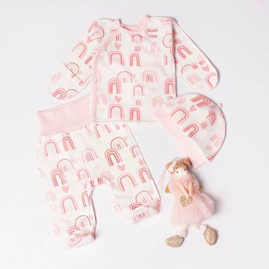 Комплект 3 ед. RoyalBaby Розовые радуги (байка) р.62, 0-6 мес