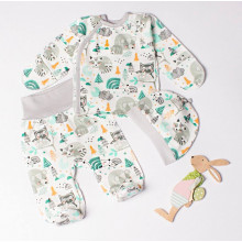 Комплект 3 ед. RoyalBaby Енотики в лесу (байка) р.62, 0-6 мес