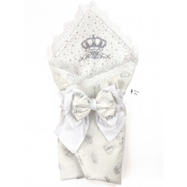 Конверт на выписку с вышивкой RoyalBaby Короны со звездочками 56 см