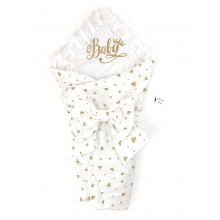 Конверт на выписку с вышивкой RoyalBaby Baby с золотыми сердечками