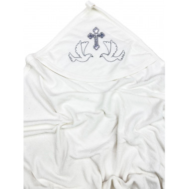 Крыжма-полотенце для крещения RoyalBaby #8 Белая с серебром