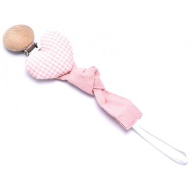 Лента для пустышки Mommy Bag Пудровая с сердечком