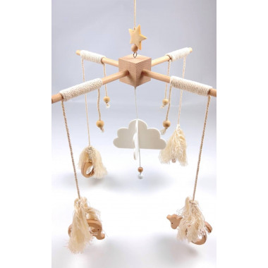 Музыкальный Эко мобиль-каруселька для кроватки Облачко (Работа ручная)