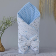 Плед со съемным утеплителем Mommy Bag №12 Водопад из голубовато-серебряных сердечек + бант на выписку