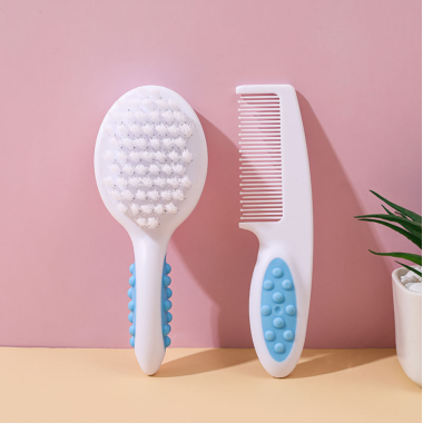Щетка и расческа для волос с супер мягкой щетиной Голубые