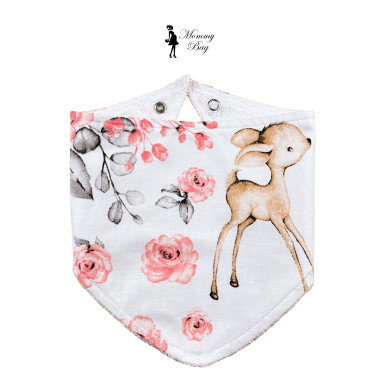 Слюнявчик-нагрудник непромокаемый Mommy Bag №10 Олененок с цветочками