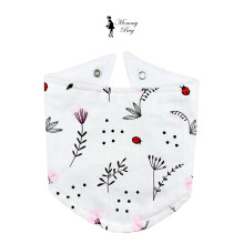 Слюнявчик-нагрудник непромокаемый Mommy Bag №33 Розовые цветочки с бабочками (муслин)