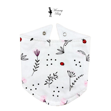 Слюнявчик-нагрудник непромокаемый Mommy Bag №33 Розовые цветочки с бабочками (муслин)