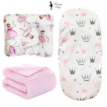 Набор 3в1 в КОЛЯСКЕ RoyalBaby №7 Короны с балеринами с муслиновым пледом Набор 3в1 в КОЛЯСКЕ RoyalBaby №7 Короны с балеринами с муслиновым пледом